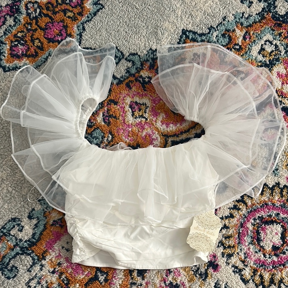 Altar'd State White Ruffled Top